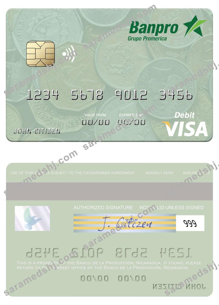 Nicaragua Banco de la Producción visa debit card